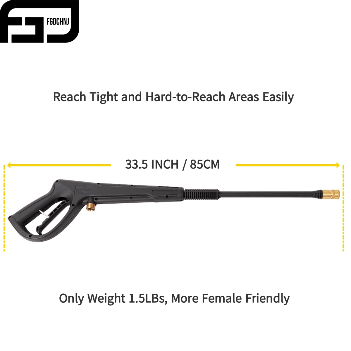 FGDCHNJ Pressure Washer Gun Replacement Power Spray Car Wash Gun with Extension Wand M22-15mm Thread Fitting 5 Nozzle Tips, 2320PSI 6.6GPM Compatible with Simoniz Green Works Karcher Power Washer