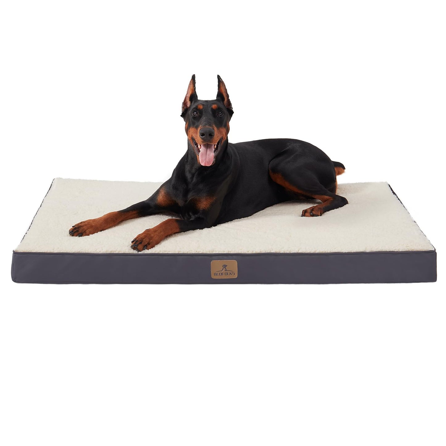 Bedfolks Orthopedic Dog Bed for Jumbo Dogs - Egg Foam Dog Crate Bed with Removable Waterproof Cover, Pet Bed Mat Suitable for Dogs and Pets Up to 150 lbs (54 x 44 x 4 inches, Grey)