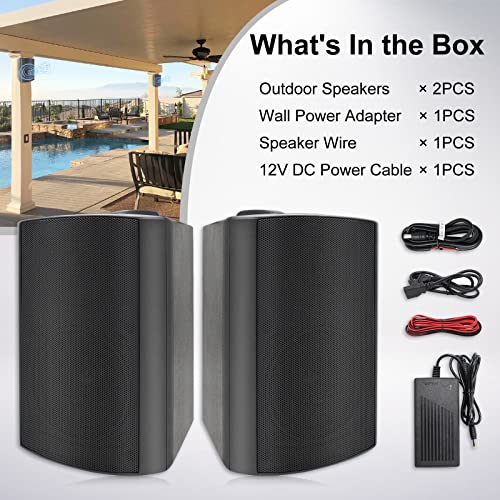 Herdio 4 Inches Bluetooth Outdoor Speakers Waterproof Patio Deck Wall Mount (Black)