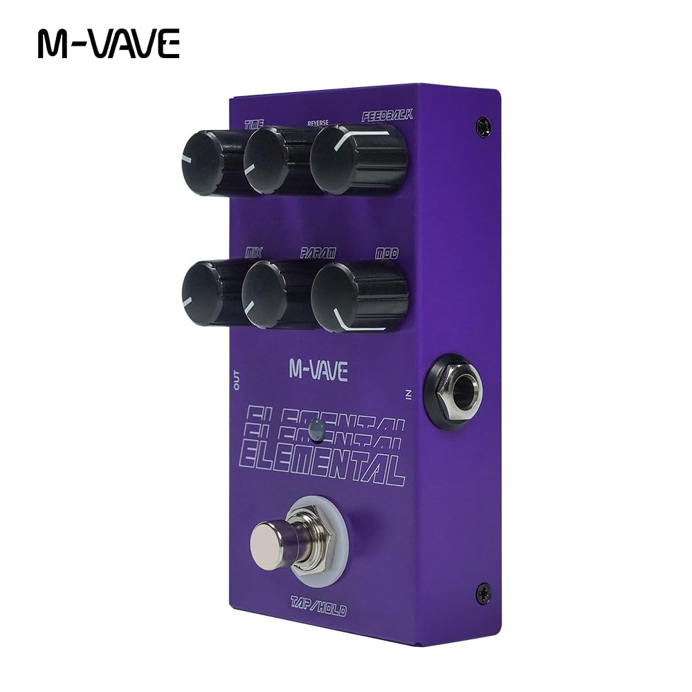 M-VAVE ELEMENTAL Digital Delay Pedal - 9 Modes, 3000ms Psychedelic Delay, Artistic Design, Dual Power Supply, TAP/HOLD Modes for Guitar/Keyboard