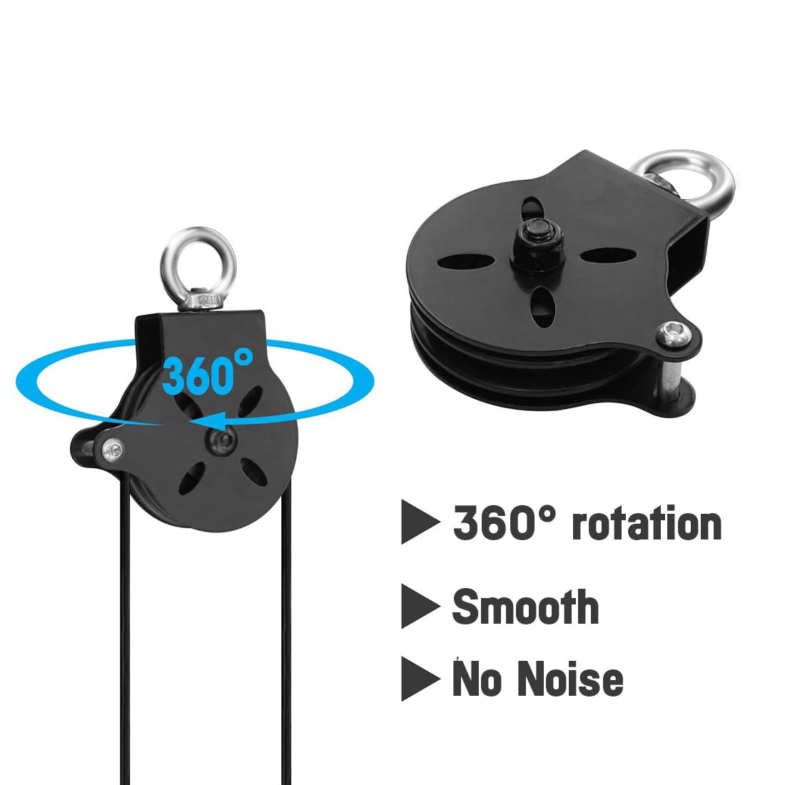 Yes4All Cable Pulley Attachment Full Set – 2-inch Olympic Bars Compatible LAT Pulldown Pulley & Home Gym Pulley, B. Black - Full