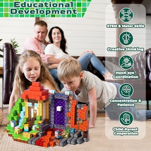 Annexfun Magnetic Building Blocks - 150 PCS Magnetic Blocks Cubes Forest Purple Portal Castle Building Toys - Magnet STEM Montessori Toy for Kids Ages 3 4 5 6 7 8 9 10 Christmas Birthday Gifts