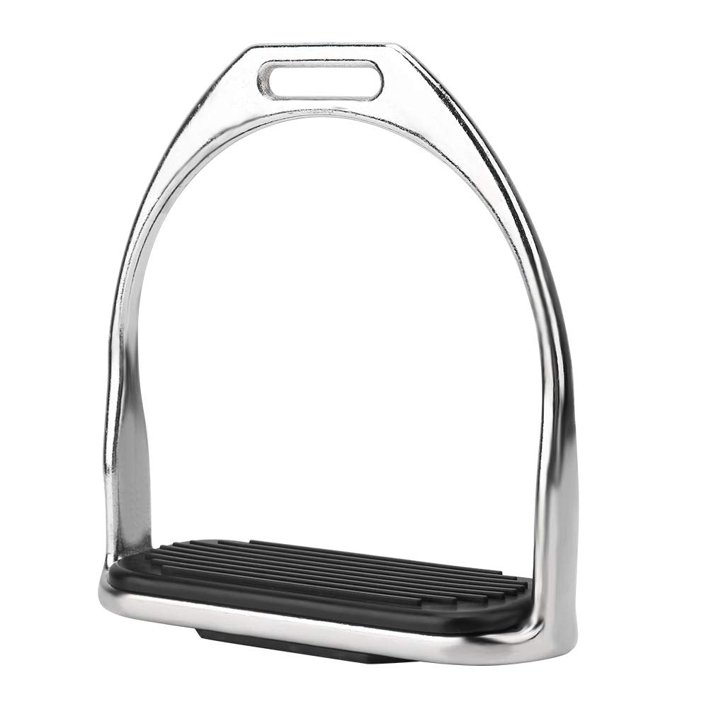 1 Pair Iron Horse Stirrups, 4.8inch Riding Equestrian Plating Iron Horse Stirrups with Black Rubber Horse Mat for Horse Riding Equestrian Accessories