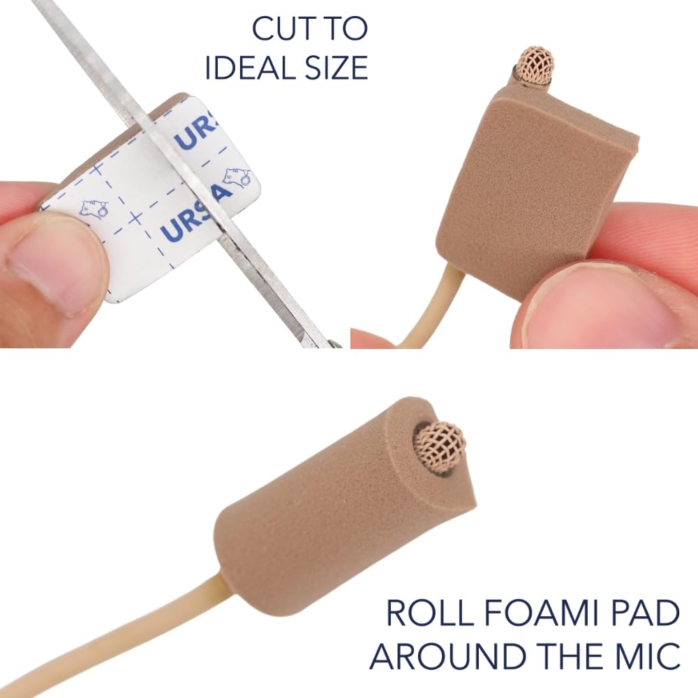 URSA Foamie Pads for Lavalier Microphones – Soft Mic Pads to Reduce Clothing Noise & Protect Against Friction – Pack of 12 with Hypoallergenic Adhesive (Caramel)