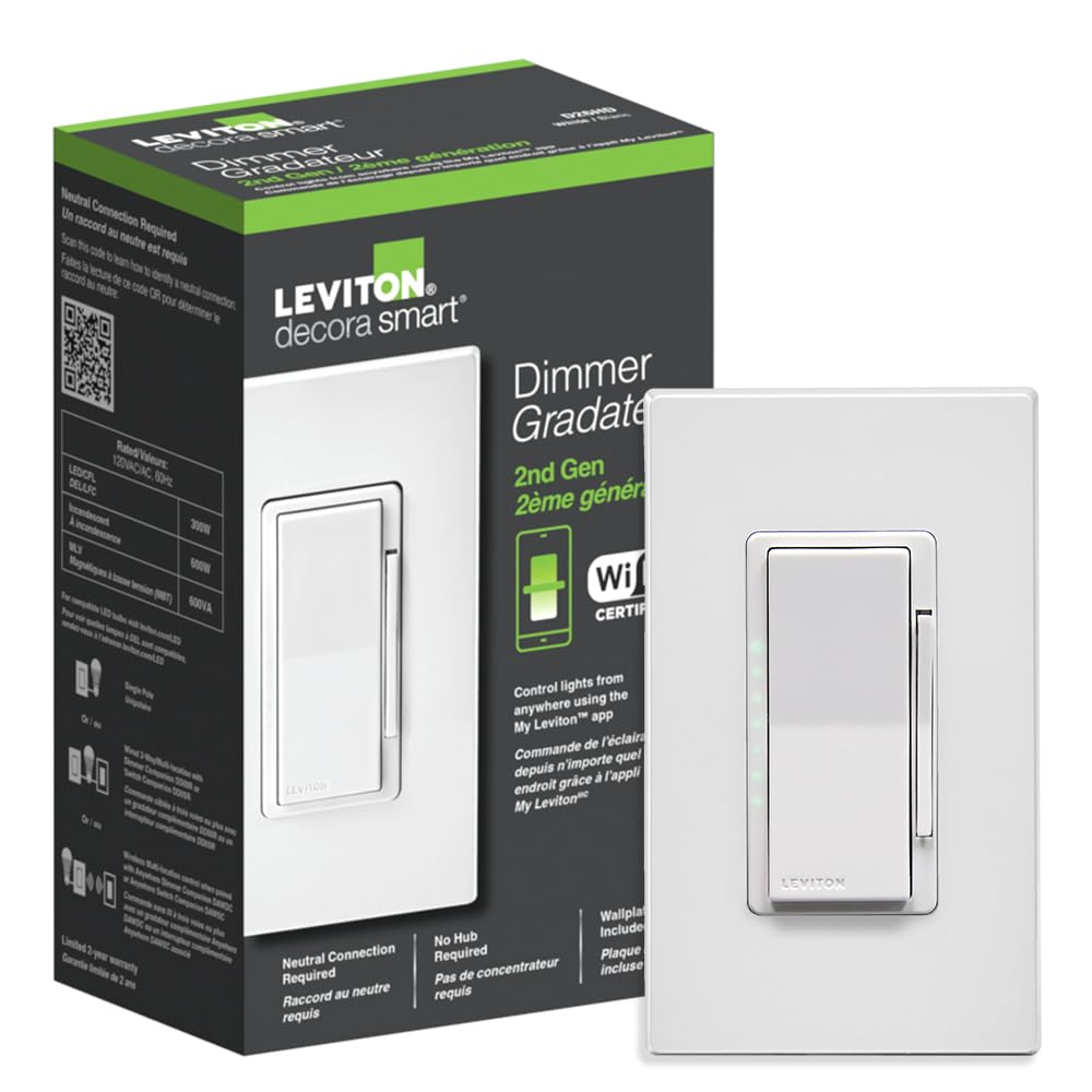 Decora Smart Dimmer Switch, Wi-Fi, D26HD-1RW, White