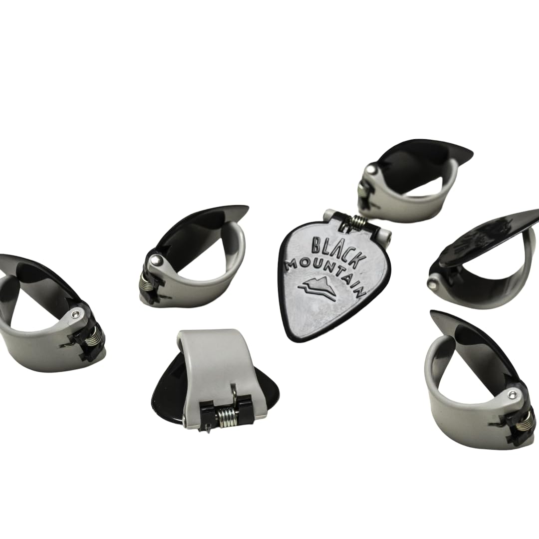 Black Mountain Medium Gauge Thumb Picks for Acoustic Guitar, Electric Guitar, Ukulele, Banjo, and More - Spring Loaded Universal Fit for Medium to XL Thumbs - Premium Finger Picks