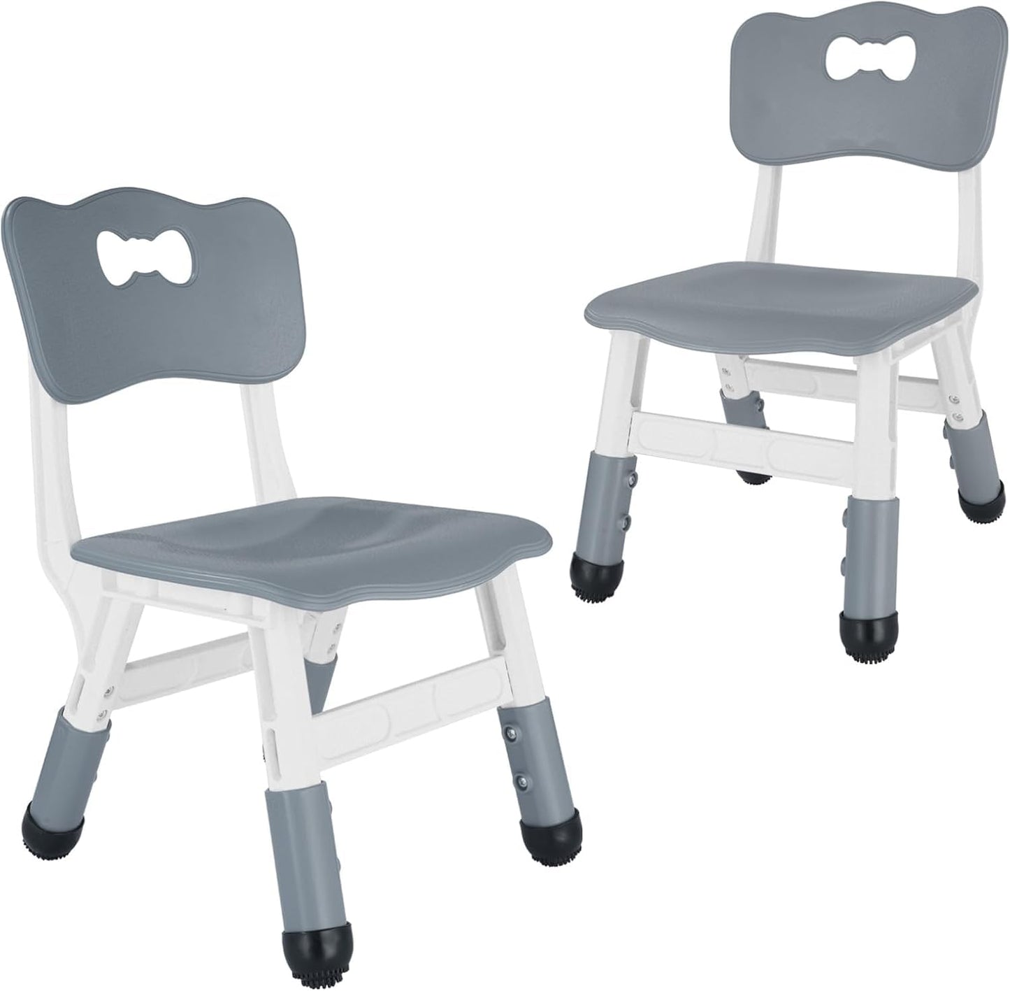 FUNLIO Adjustable Kids Chair (2pcs), 3 Level Height Adjustable Toddler Chair for Ages 3-8, for Classrooms/Daycares/Homes, CPC & CE Approved - Grey