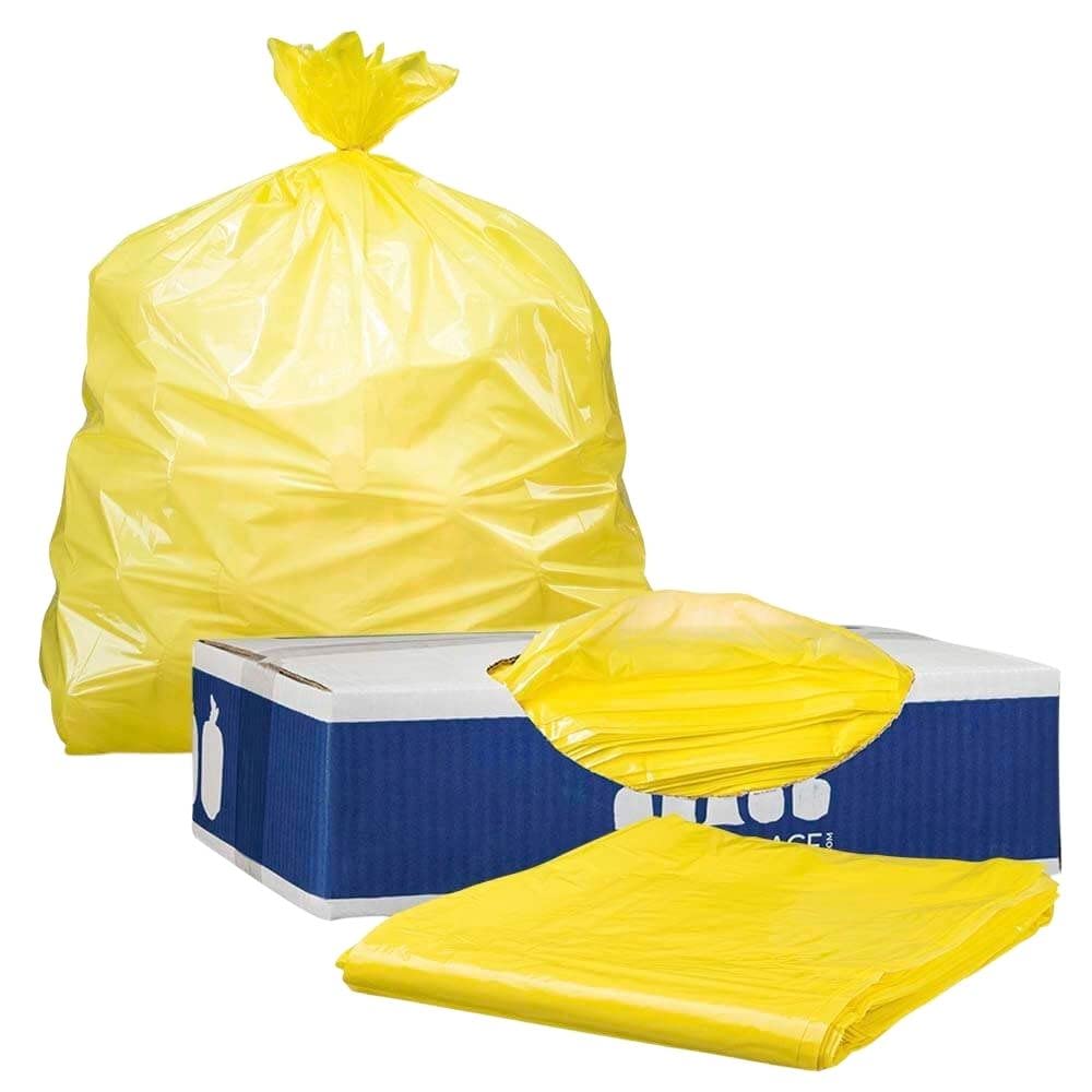 Plasticplace T55120YL 55-60 Gallon Trash Bags │ 1.2 Mil │ Yellow Heavy Duty Garbage Can Liners │ 38” x 58” (50 Count)
