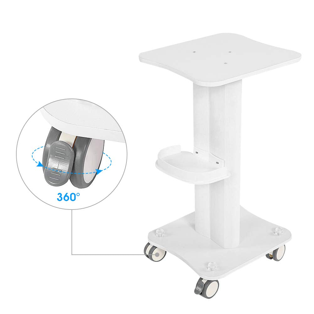 Ejoyous Aluminum Alloy ABS Salon Cart, White, 4 Wheels, Beauty Salon Trolley