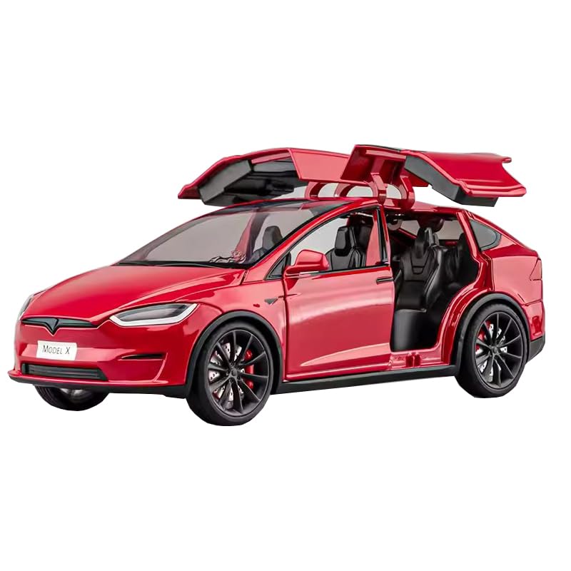 Andek 1:24 Model X Alloy Car Model Simulation Sound and Light Pull Back Toy Car Metal Sports Car Boys Collection Ornaments Gift (Red)