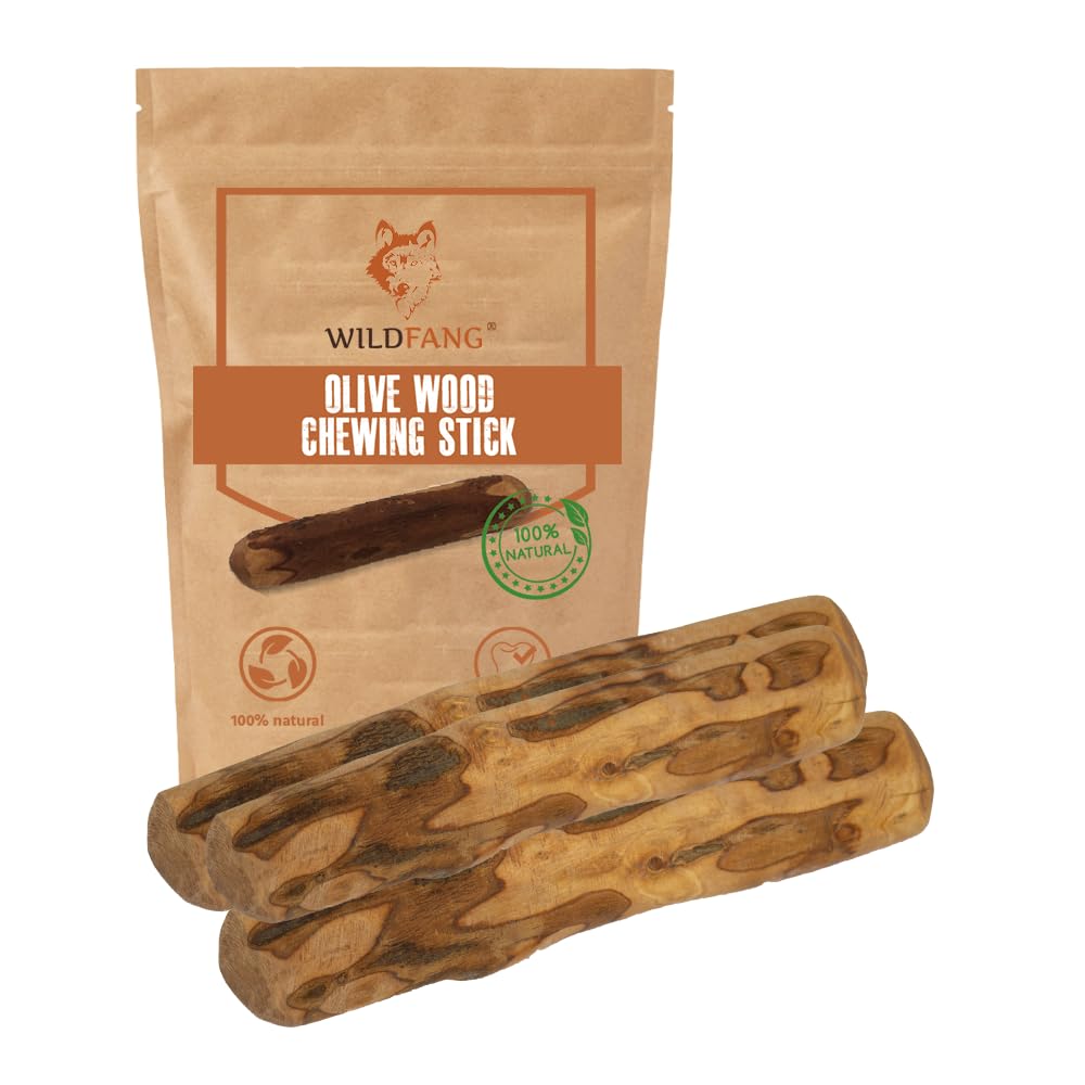 Wildfang® Olive Wood Chewing Sticks for Dogs, L – Tough Chew Toys for Aggressive Chewers, Puppy Chew Toys for Teething, Training for Chewing Muscles, Olive Wood Stick for Dogs Over 25 kg (Pack of 3)