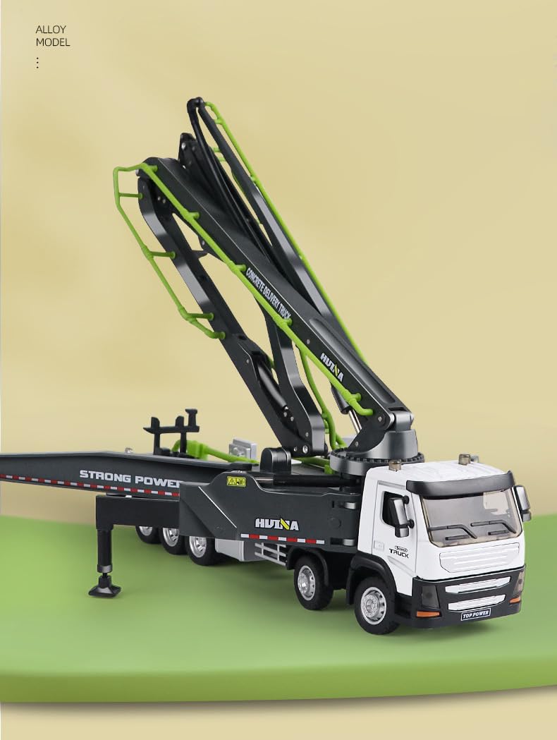 Gemini&Genius Concrete Pump Truck Toys for Kids, Alloy 1-50 Die-cast Heavy Duty Wheeled Construction Vehicle Toys Gift, Collectible for Kids and Decoration House