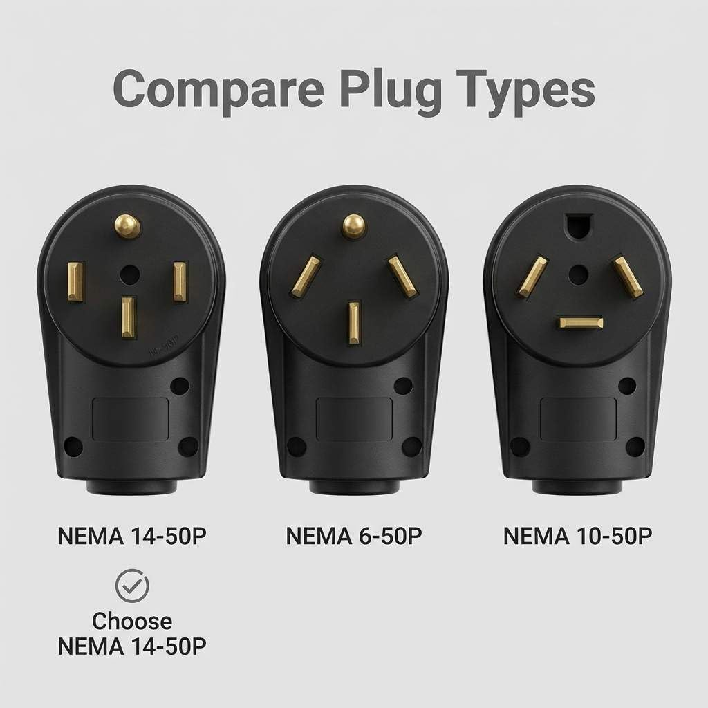 QWORK NEMA 14‑50P 50 Amp 4‑Prong RV Replacement Plug – Plug Only, 2 Pack, Fits 125/250V Camper & Trailer