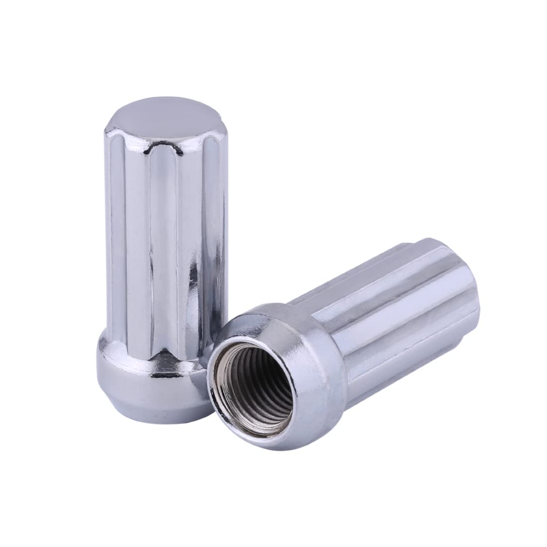 M14x1.5 Chrome Lug Nuts 2" Tall Set of 24 With 2 Socket Keys - Spline Acorn Aftermarket Wheel Lug Nut for Silverado Suburban Avalanche