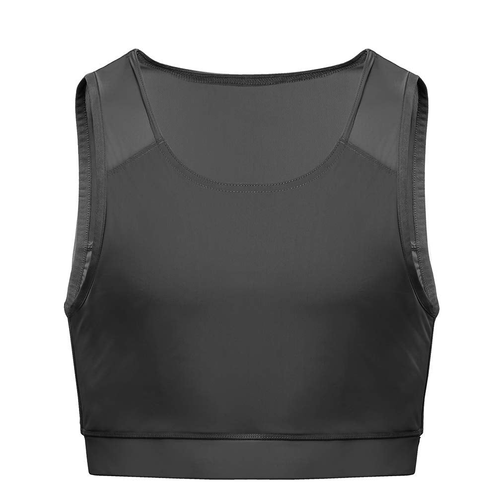 Idtswch Chest Binder For Transgender Breast Binder Half Ftm Binder Flat Binder Bra Cotton Elastic(Black,L)