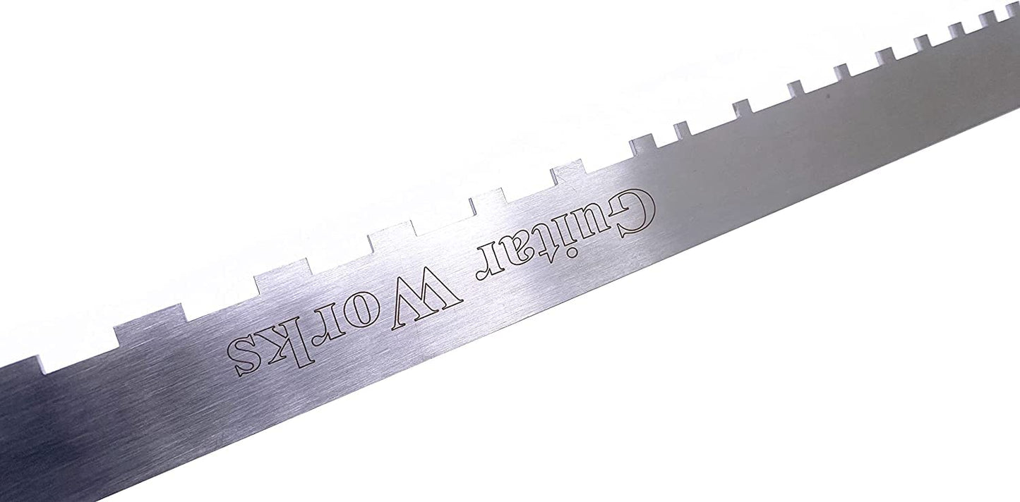 TUOREN 4 Pieces Guitar Luthier Tools Set Unilateral Notched Guitar Neck Straight Edge String Action Gauge Ruler Fret Rocker Fret Leveling Beam Set Up Tool for Guitar Fretboard and Frets
