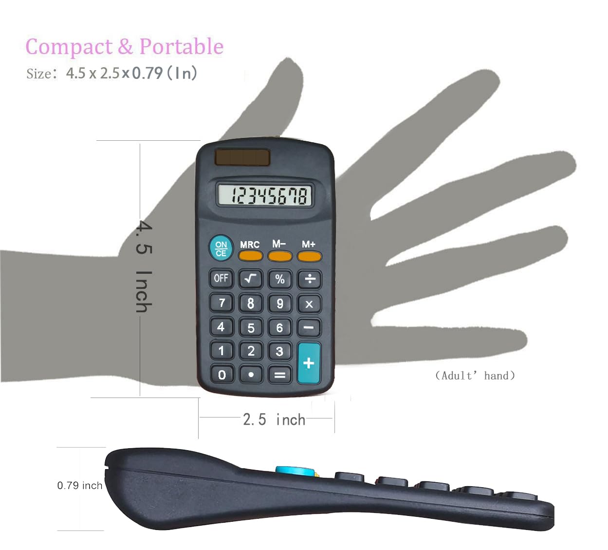 Basic Calculator Dual Power 8 Digit Desktop Calculator (Black,Set of 30)