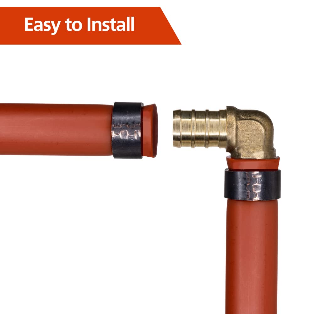 3/4 Inch 90 Degree Elbow PEX Fittings, 25 Pack 3/4 Inch 90 Degree Elbow PEX Fittings, Lead Free Brass Crimp for PEX Pipe in Plumbing Jobs