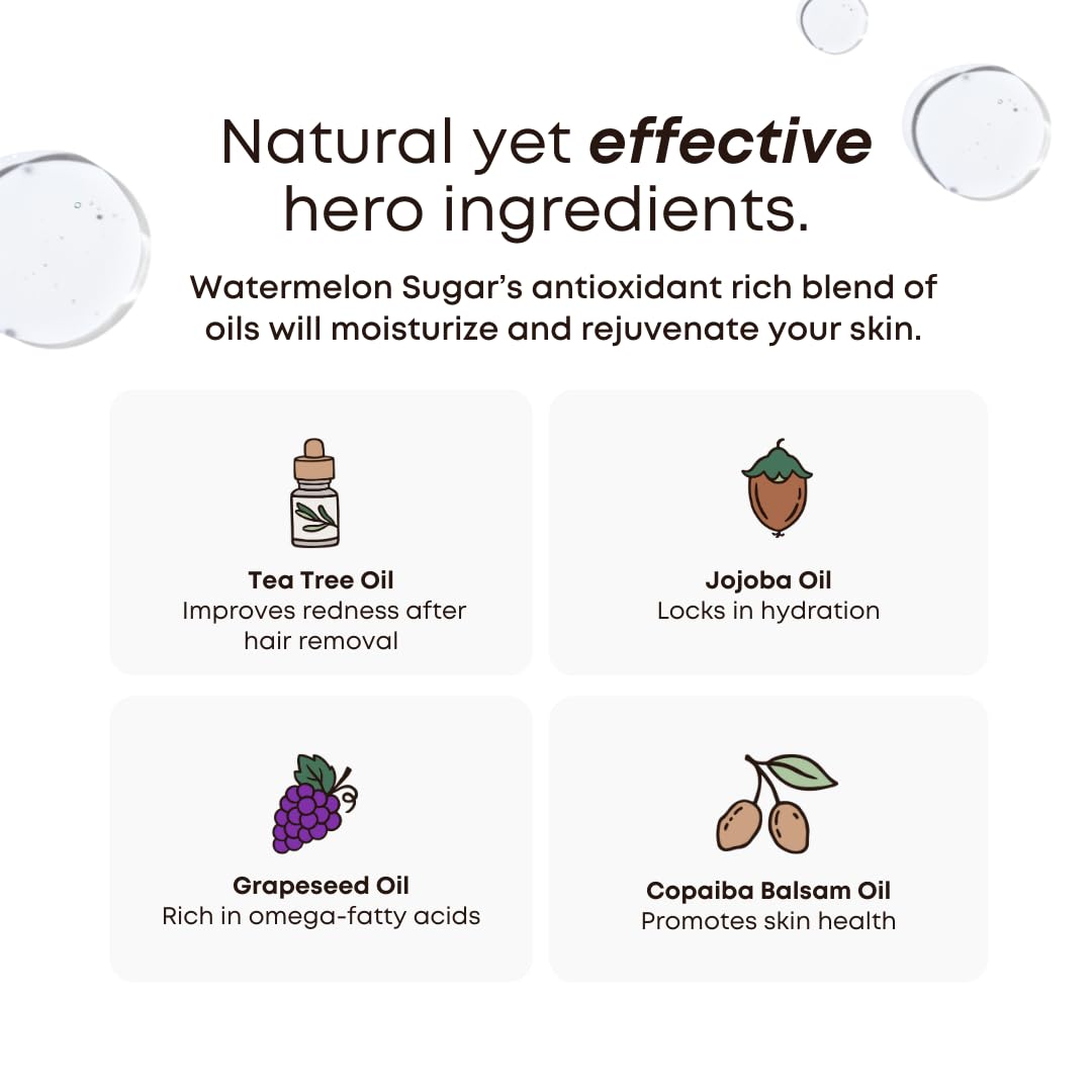 Bushbalm Ingrown Hair and Razor Bumps Routine - Moisturize and Soothe After Shave Skincare for Sensitive Areas - Includes Ingrown Hair Oil (30 ml) and Exfoliating Scrub (236 ml) - Watermelon Sugar