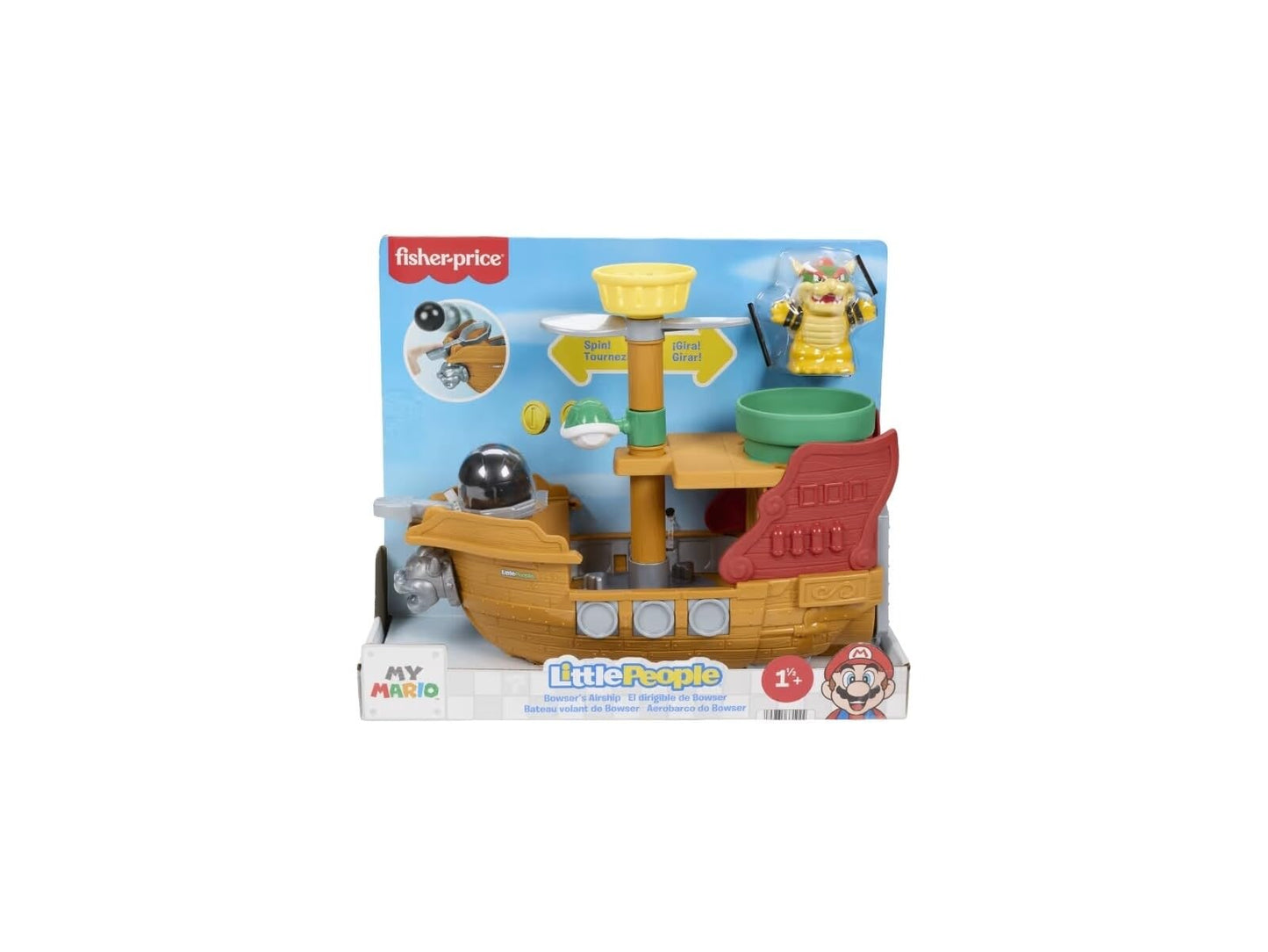 Fisher-Price Little People Toddler Toy My Mario Bowser’s Airship Playset with Figure for Preschool Pretend Play Kids Ages 18+ Months
