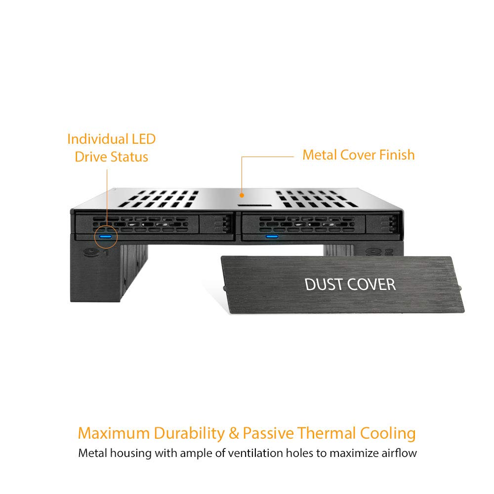 ICY DOCK 2 x 2.5 SAS/SATA HDD/SSD Mobile Rack +3.5" Slot for External 5.25" Bay | ExpressCage MB322SP-B