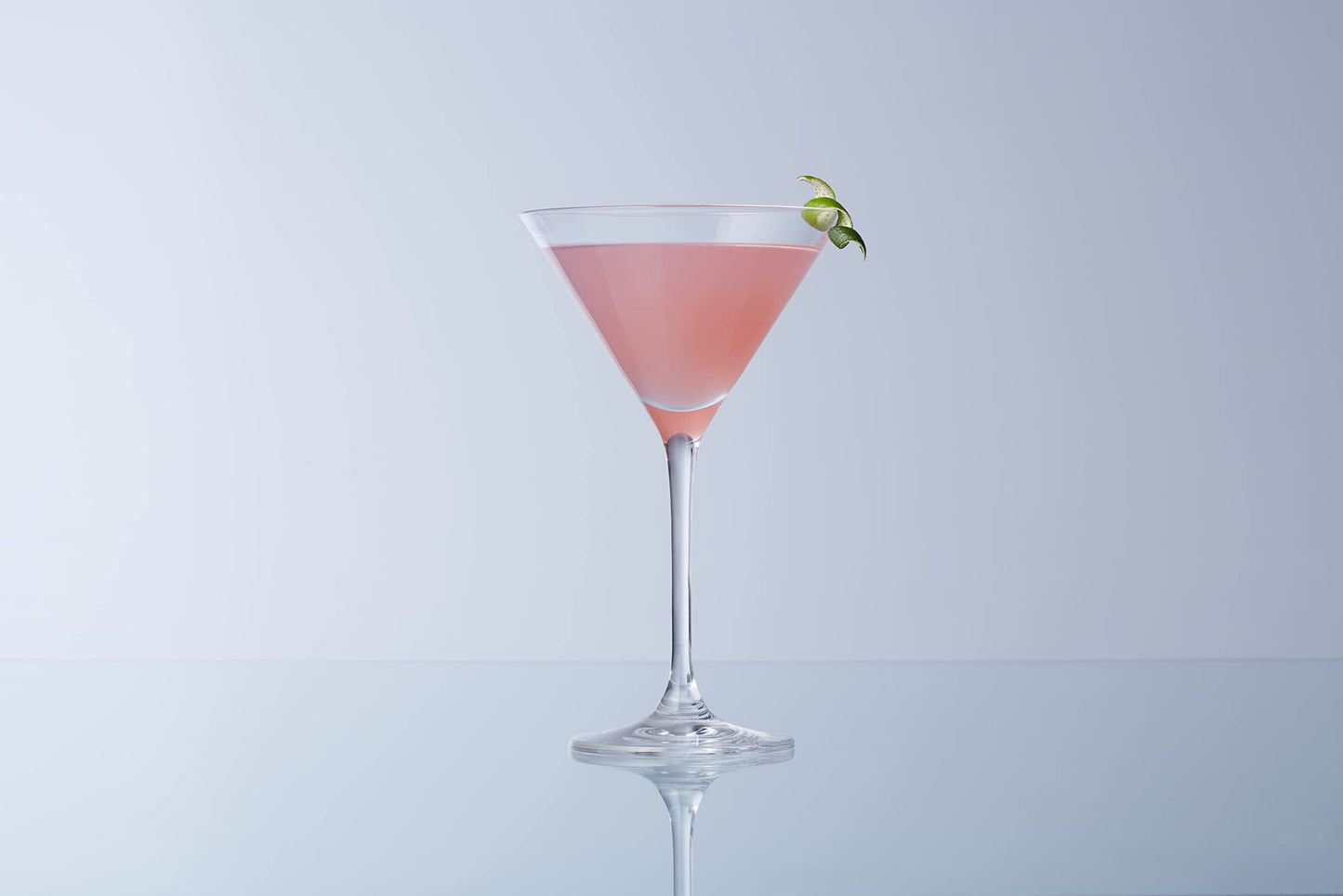 Galateo Vulcano Martini Cocktail Glasses - 6.8 oz / 200 ml - Made in Europe - Lead-Free Crystal - One-Piece Pulled Stem Design - Set of 4