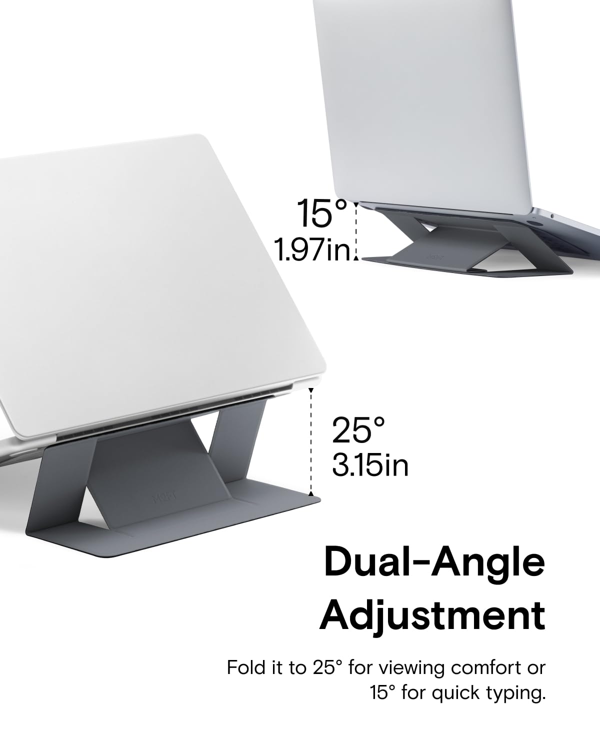 MOFT Laptop Stand for Desk, Adhesive Laptop Stand with 2 Adjustable Angles, Foldable & Portable Computer Stand Riser Compatible with MacBook Air&Pro, MacBook Neo, and More Laptops 11.6"-16", Cool Gray