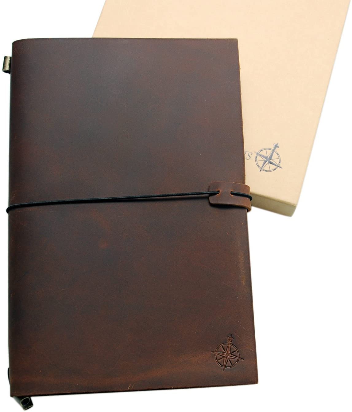 Wanderings Large Genuine Leather Journal - 7.5" x 11.25" - Refillable Travelers Notebook - Writing Sketching Scrapbooks Travelers Extra Large Blank Inserts