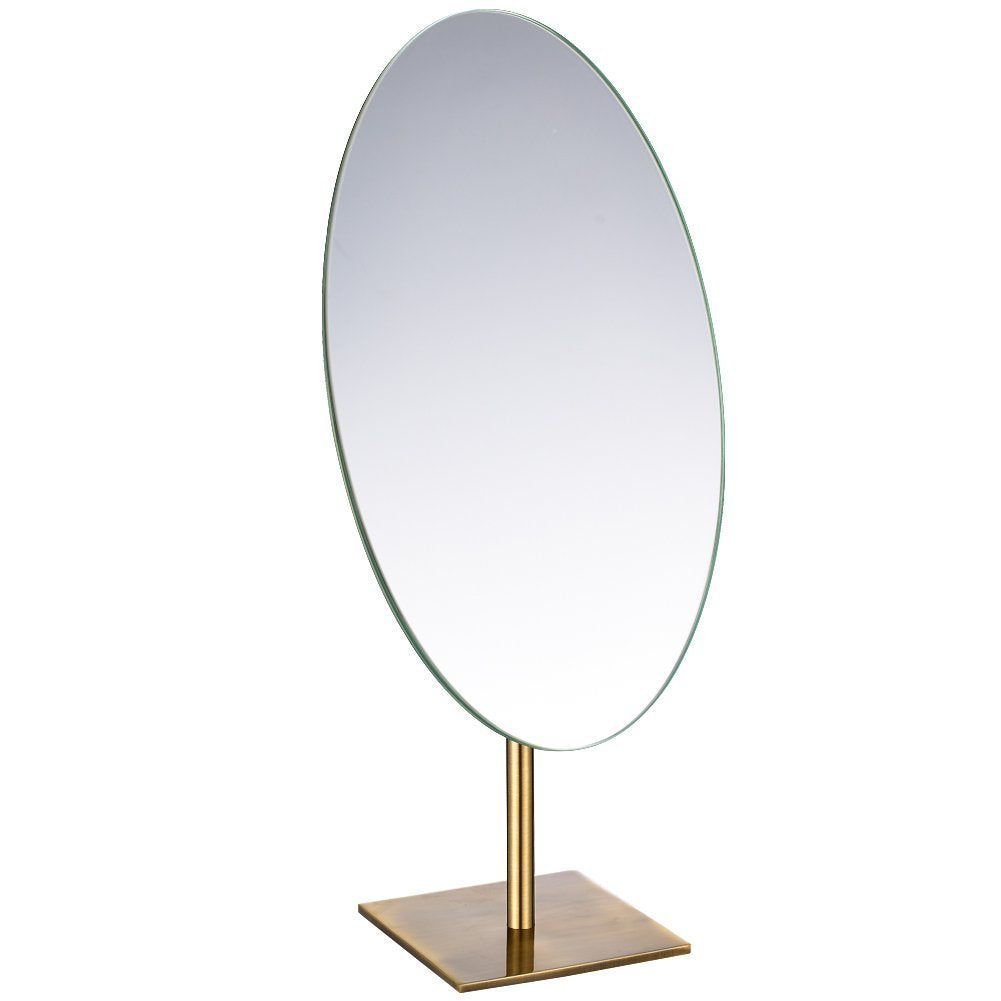GURUN Tabletop Oval Vanity Makeup Mirror, 7x12 Antique Brass