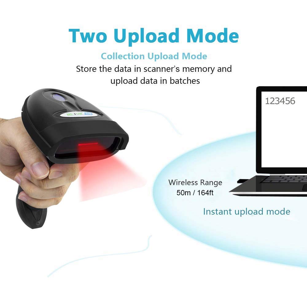 NETUM Wireless Barcode Scanner, 2 in 1 2.4G Wireless & USB Wired 1D Laser Barcode Reader Handheld Bar Code Reader Cordless Rechargeable Bar Code Scanner for Computer MAC Laptop (1D-NT-1698W)