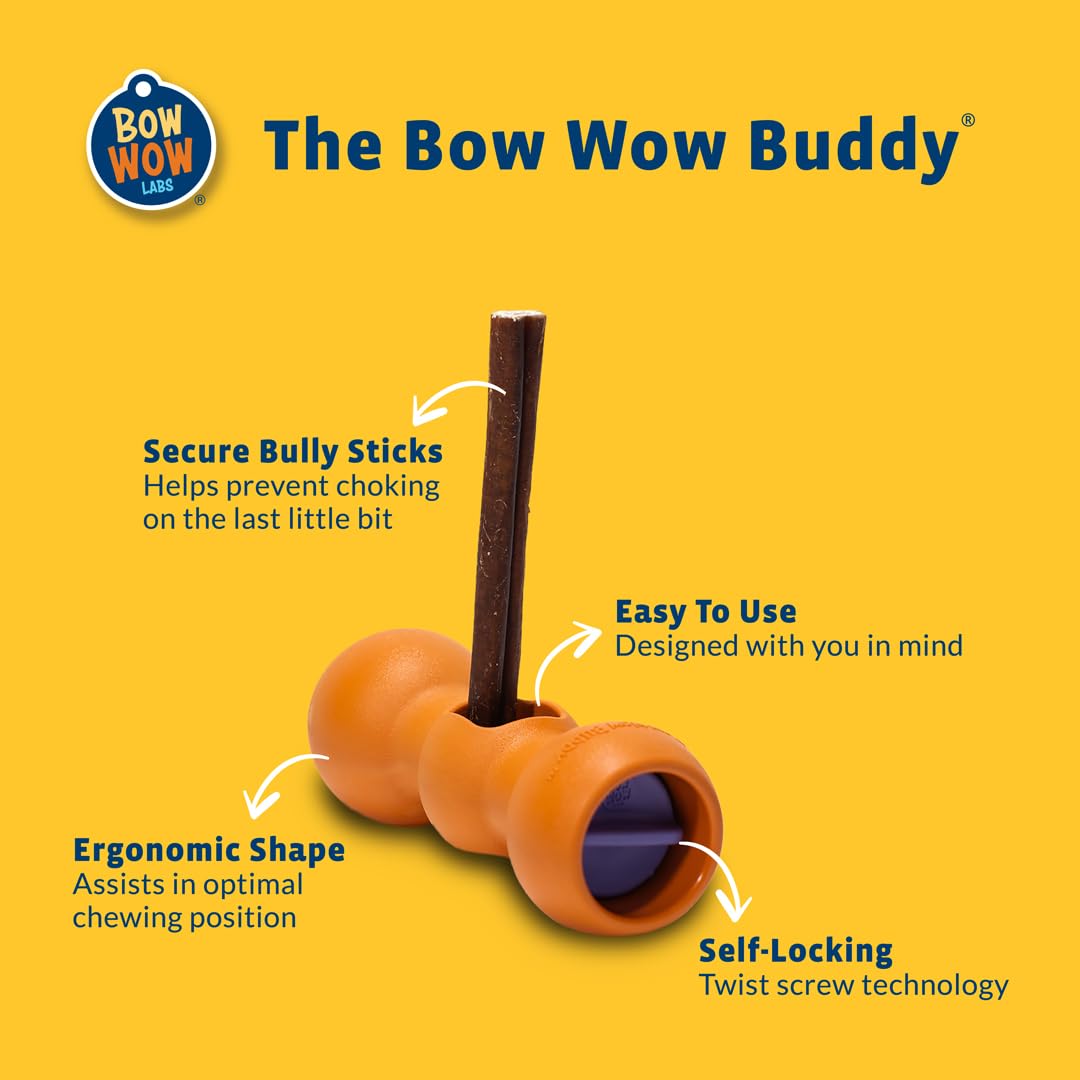 Bow Wow Labs Buddy Safety Device | Bully Stick & Chew Holder for Dogs | BPA-Free | Helps Prevent Choking | Dishwasher Safe (XS)