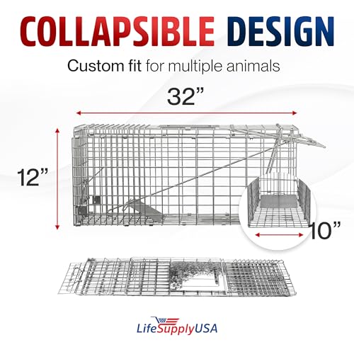 Heavy Duty Catch Release Large Live Humane Animal Cage Trap for Opposums Beavers Groundhogs Gophers and Other Similar Sized Animals 32x10x12
