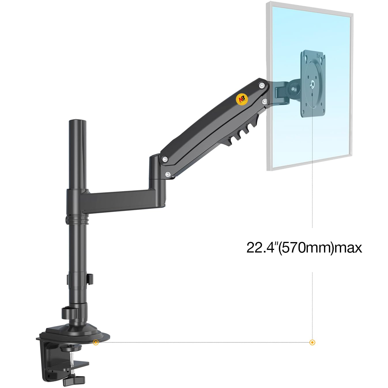 NB North Bayou Monitor Desk Mount Long Arm for Monitors from 4.4 to 19.8lbs Ultra Wide Full Motion Swivel Height Adjustable Monitor Stand H100…