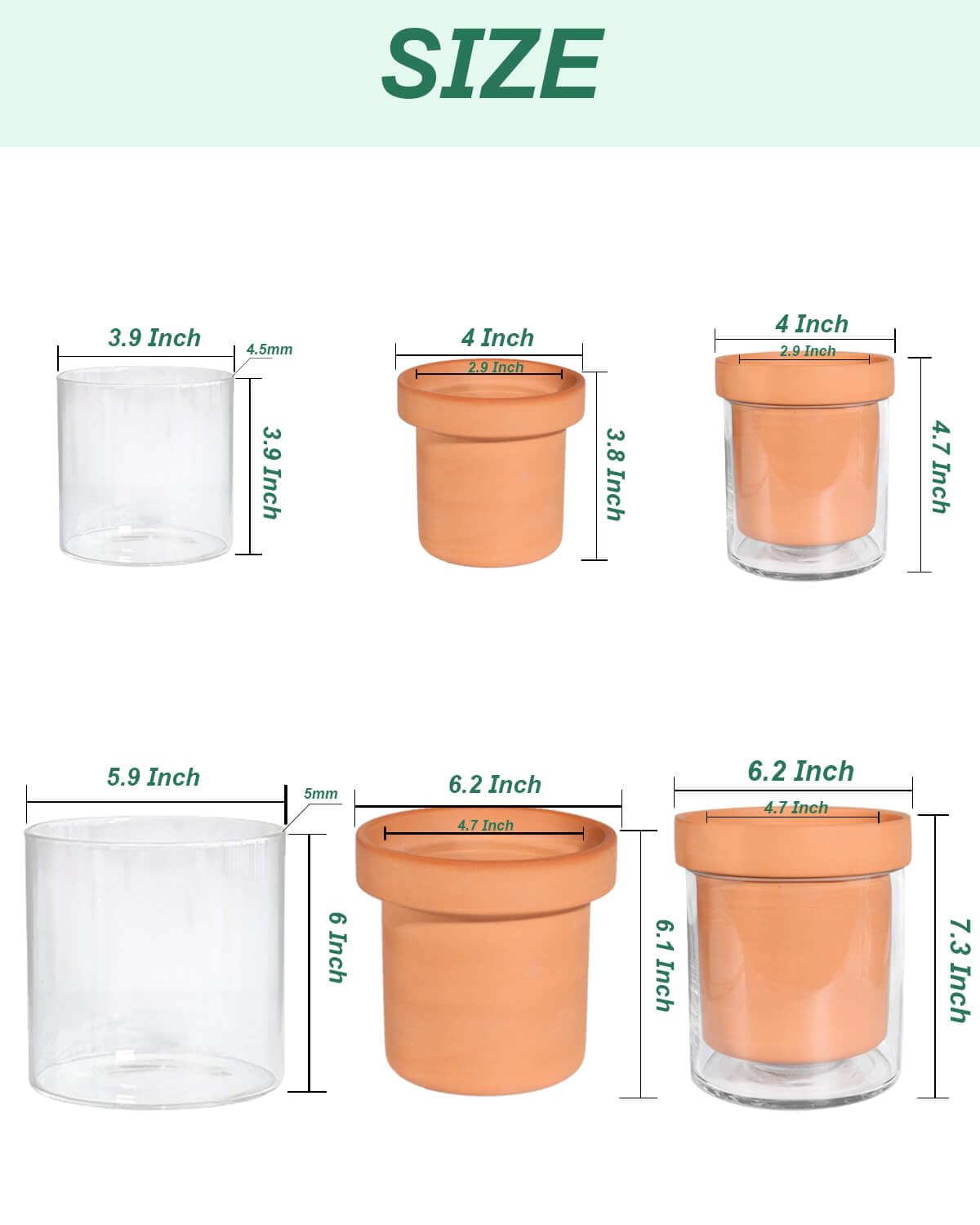 vensovo 4 Inch 6 Inch Self Watering Pots for Indoor Plants - Terracotta Self Watering Planters for Indoor Plants, Terra Cotta Plant Pots with Glass Reservoir, Set of 2