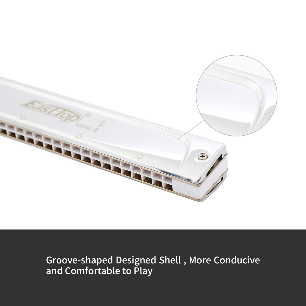 East top 24 Hole Tremolo Harmonica Key of D, Professional Harmonica D Tremolo Harmonica D 24 Hole Armonica Musical Instrument Mouth organ for Professionals, Beginners, Students, As Gift