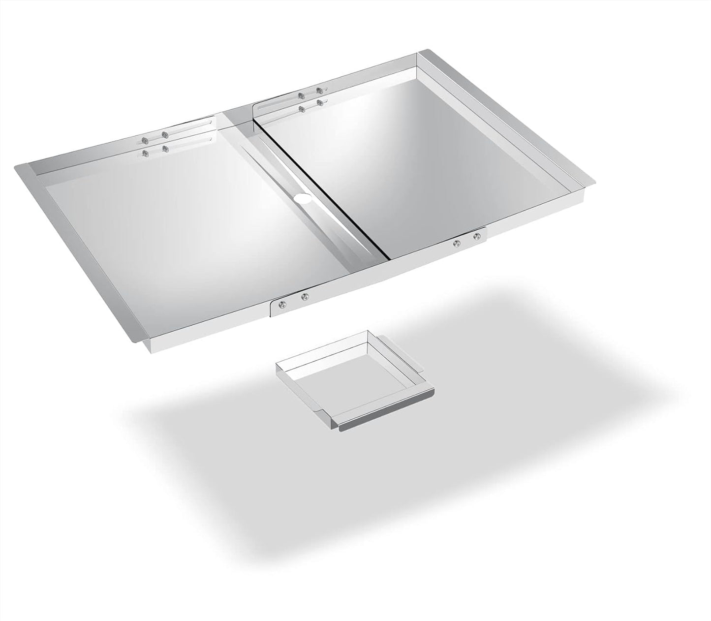BBQ Future Grill Grease Tray with Catch Pan, Universal Stainless Steel Grease Tray Replacement Parts for for Backyard, Dyna-Glo, NexGrill, Expert, Kenmore and Most 3/4/5 Burner Gas Grills(24"-30")