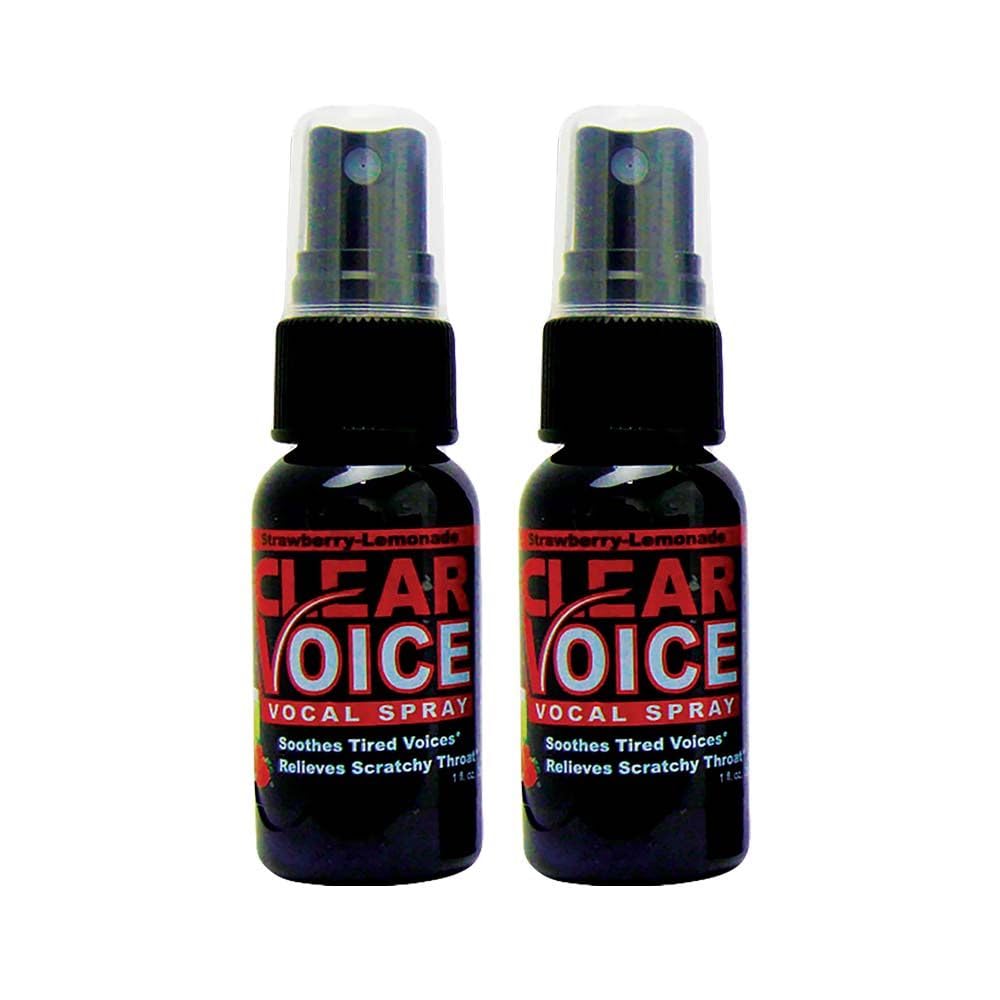 Clear Voice Oral Throat Spray Singing Ease Clarity Soothing Dampener Moisturizer Relief Vocal Eze Reducer Booster Treatment Secret, Made in USA, Strawberry Lemonade Flavor (2 Pack)