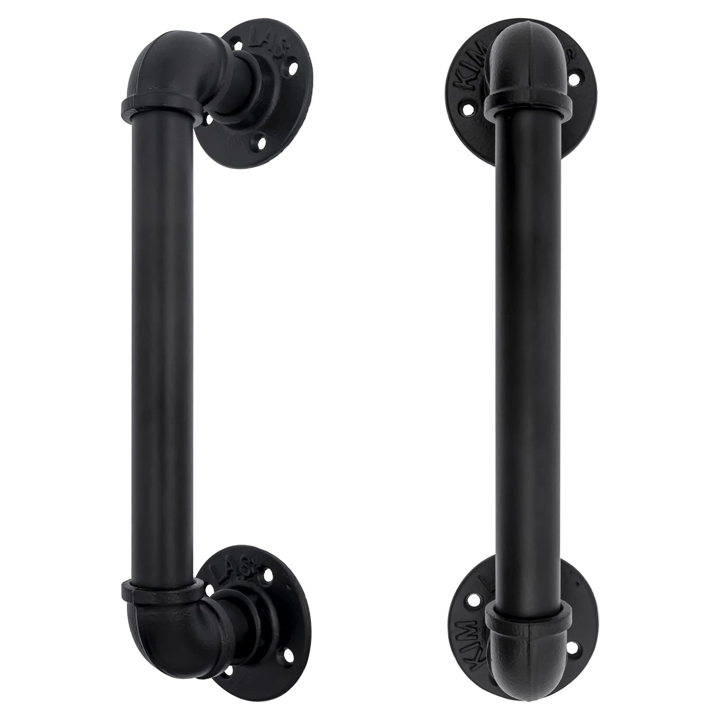 Industrial Pipe Door Pull Handle 2pcs 12”, Black Rustic Industrial Grab Bar, Towel Bar, Antique Rustic Cast Iron Handrail for Stairs, Gate, Garage