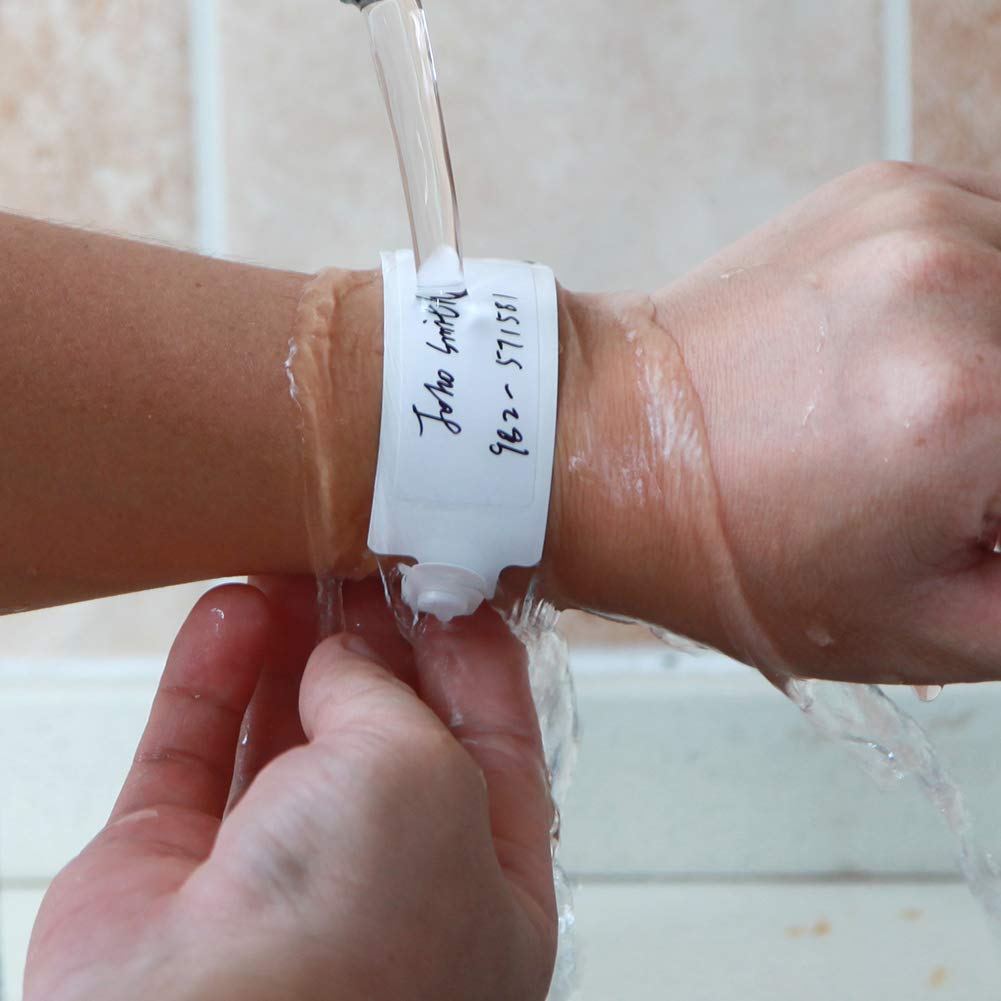 Wristall Hospital Identification Bands, Medical Adult-Sized Shield Wristband, Waterproof Patient Wristbands, Plastic Disposable Hospital ID Wristband (White, 250)