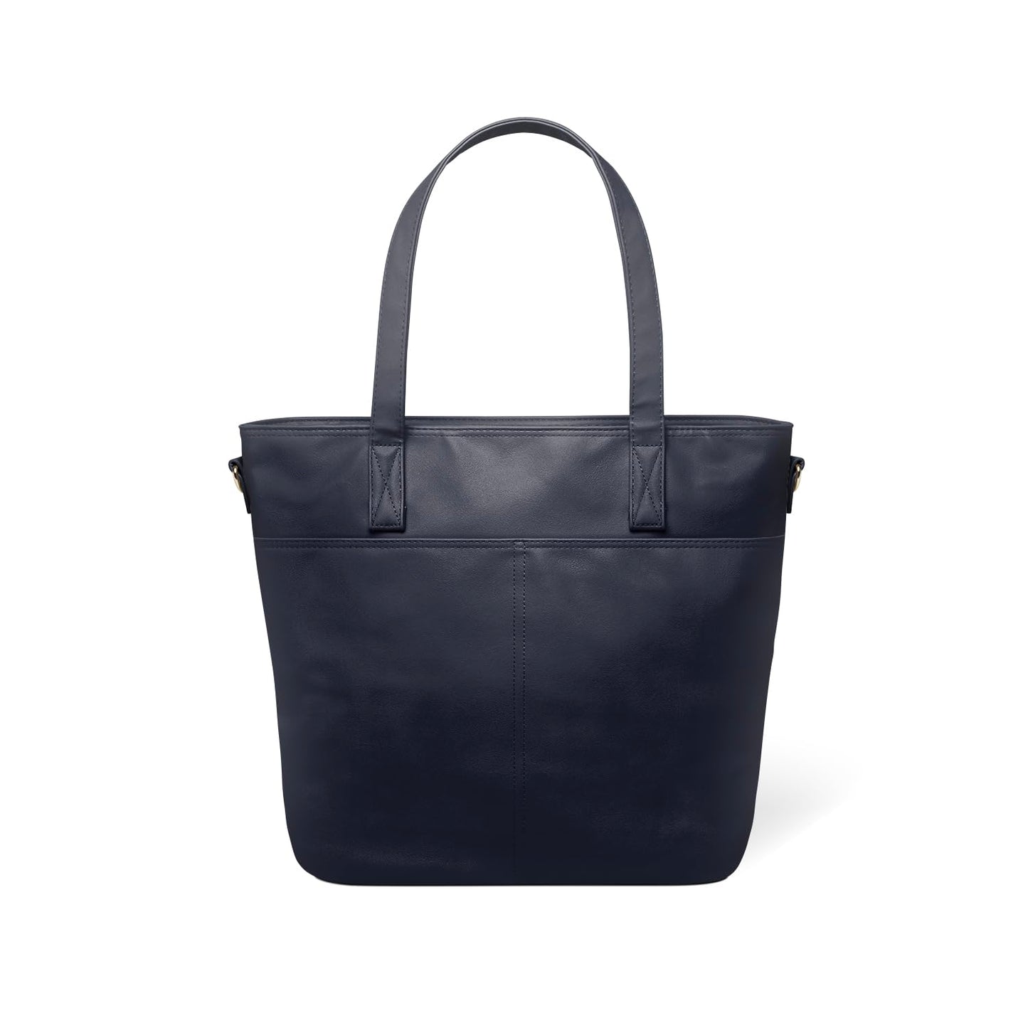 Simple Modern Vegan Leather Tote Bag for Women | Medium Work Purse with Compartments & Laptop Sleeve | Adjustable Crossbody Strap with Zipper Top & Pockets | Bag for Work School & Travel | Nightfall