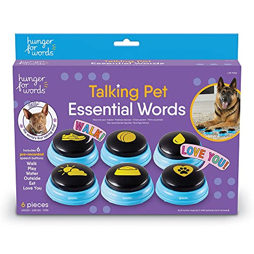 Hunger For Words Talking Pet Essential Words - 6 Piece Set Pre-Recorded Speech Buttons for Dogs, Dog Buttons for Communication