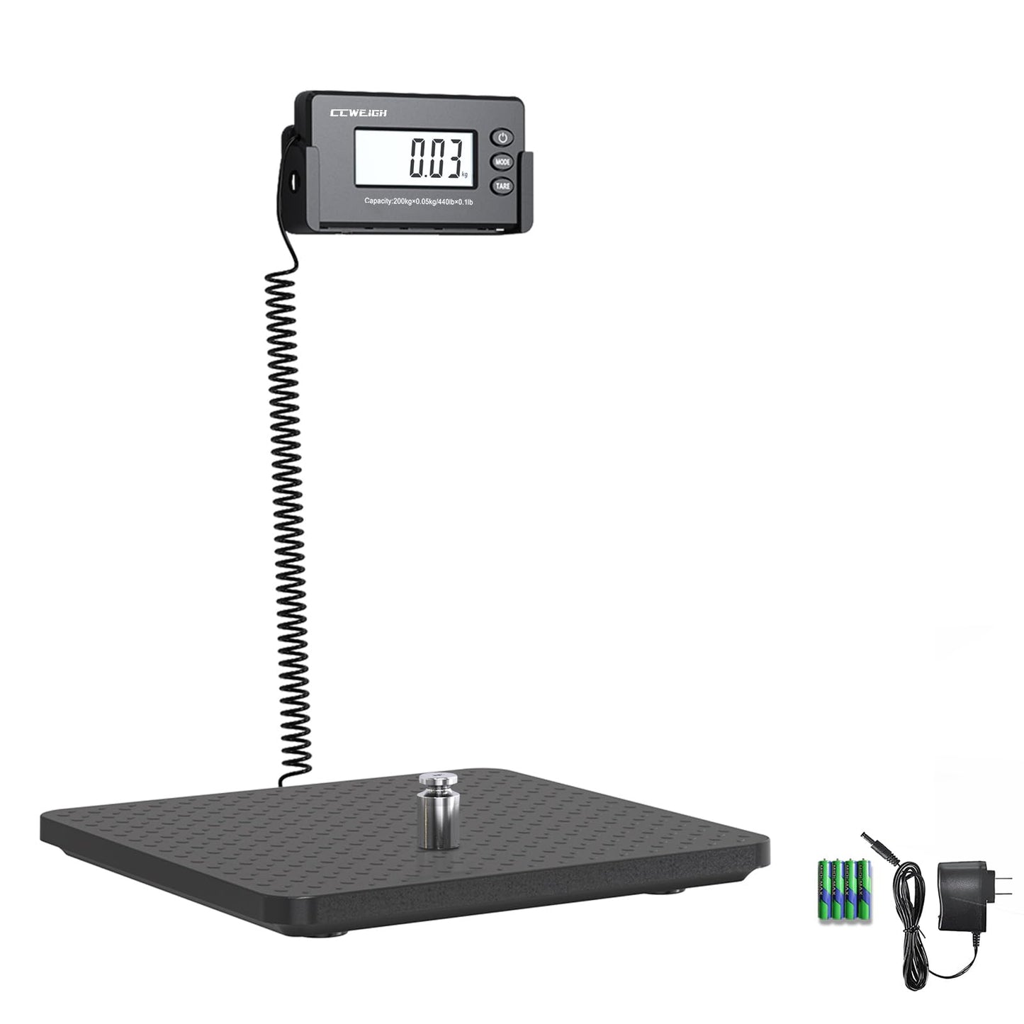 CCweigh Digital Shipping Postal Scale 1.76 oz High Accuracy！440lb with Tare Function, Extended LCD Display for Packages Small Business, Mail, Warehouse, Home, Battery & Charging Cable Included