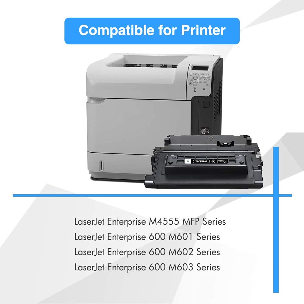 CE390A 90A Black Toner Cartridge Replacement for HP 90A CE390A 90X CE390X for Enterprise 600 M602 M601 M4555 M602dn M602n M602x M603dn M603n M4555f M4555h Printer (Black, 1-Pack)