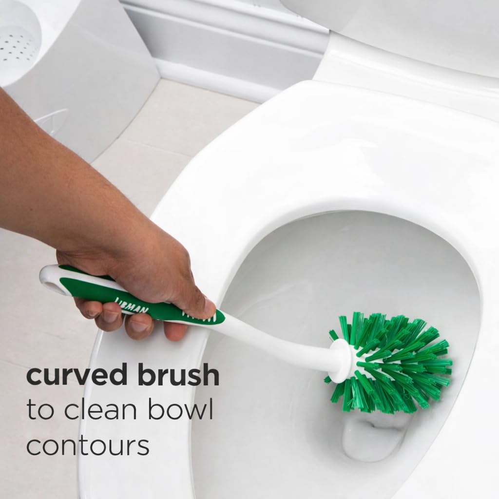 LIBMAN Curved Toilet Brush - 3 Pk Angled Toilet Bowl Brush with Long Handle - Bathroom Bowl Cleaning