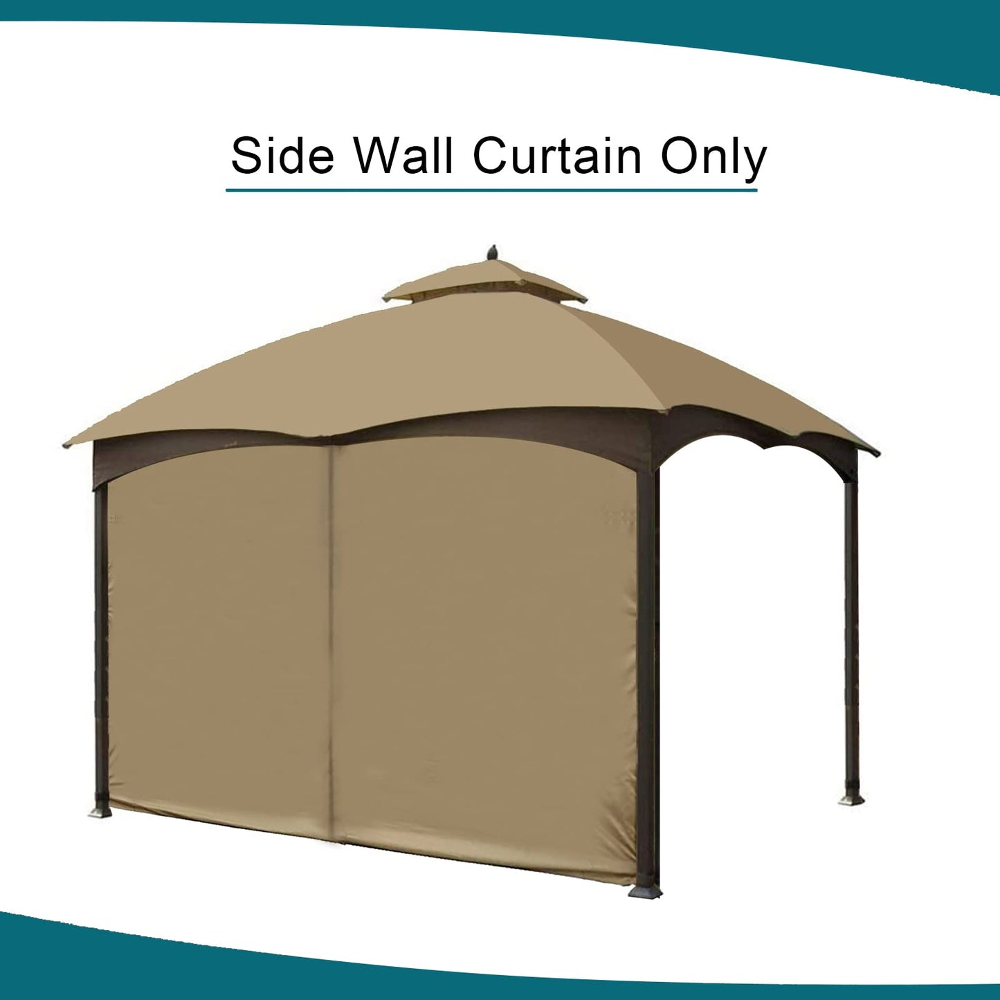 Gazebo Universal Replacement Privacy Curtain - Wonwon Privacy Panel Canopy Side Wall with Zipper for 10' x 10' Outdoor Gazebo (Khaki)