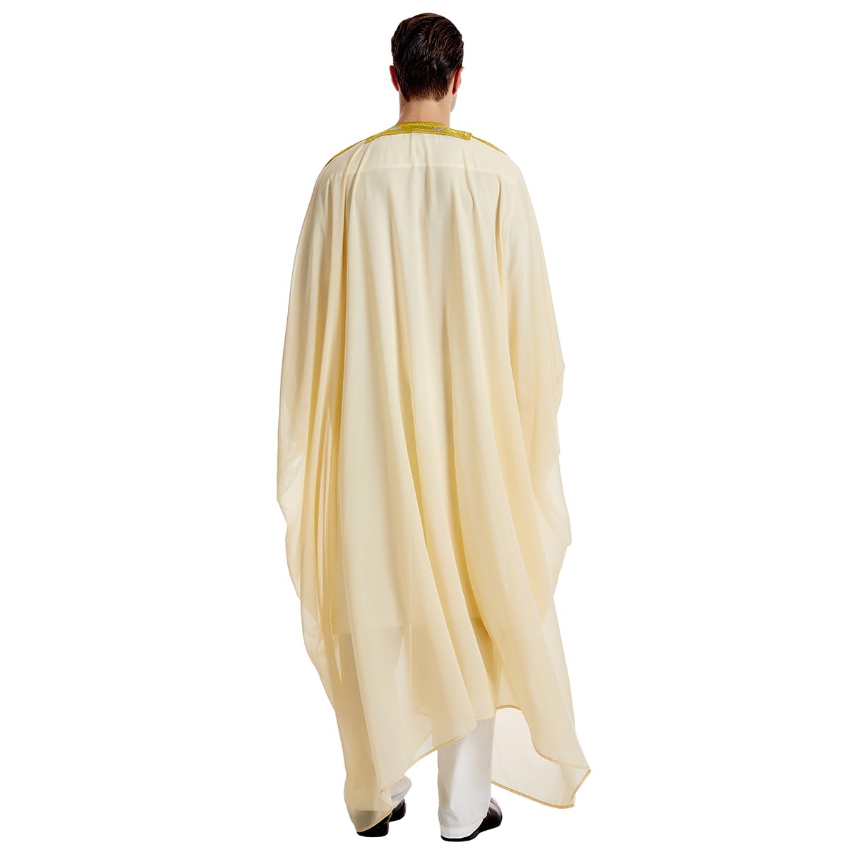 Qianliniuinc Thobe for Men Islamic Arabic Robe - Muslim Prayer Clothes Loose Abaya Clothing Casual Kaftan Long Sleeve, Beige, Medium
