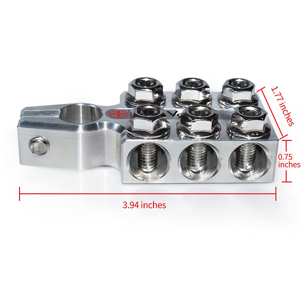 Vgate Lead Acid Battery Terminal Clamps, 8AWG up to 4/0(XL) AWG Gauge, 12-Way Connectors, Positive and Negative (+/-)(Pair) for SAE/DIN/EN Tapered Top Post