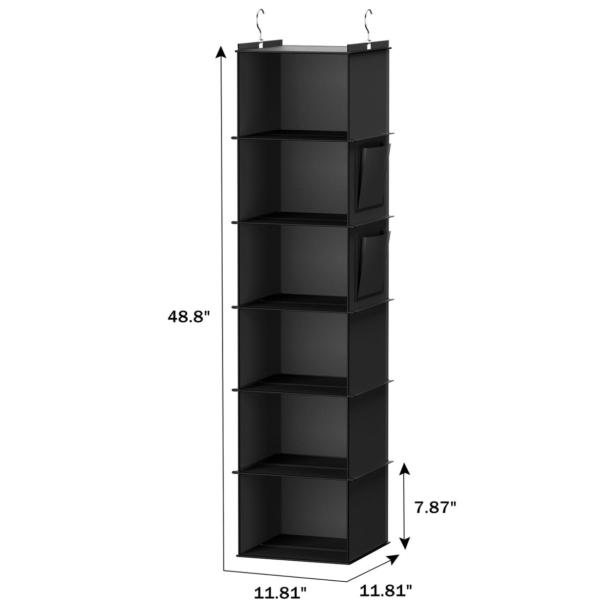 YOUDENOVA Hanging Closet Organizer, 6-Shelf Closet Hanging Storage Shelves, 2 Packs, Black