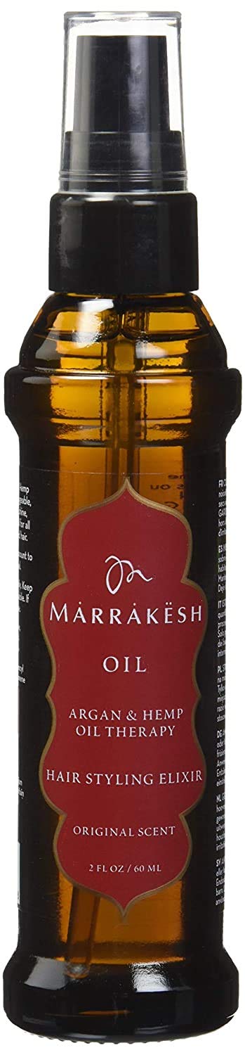 MARRAKESH Marrakesh Hair Care Argan and Hemp Styling Oil, 2 ounces, EARTHLY BODY Marrakesh Oil Hair Styling Elixir 2 oz (MK001)
