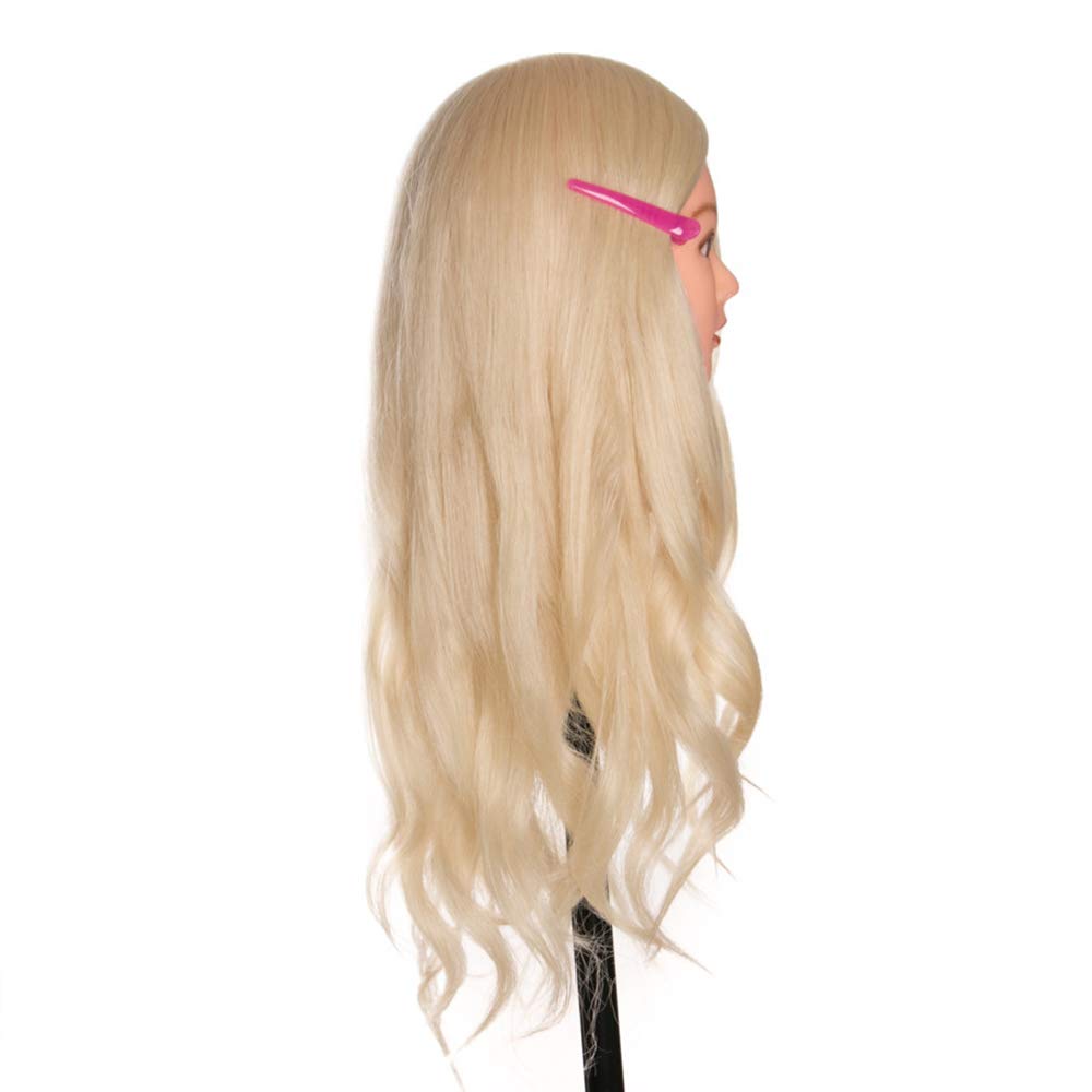 Beauty Star 24" Mannequin Head Hair, Styling Training Head for Practicing Curling, Straightening, and Updos, Manikin Cosmetology Doll Head with Clamp Stand and Accessories